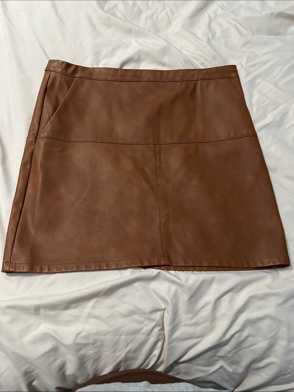 Shinestar Brown Faux Leather Mini Skirt